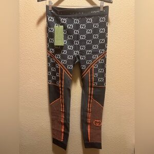 Gucci Black & Orange GG Logo Leggings
